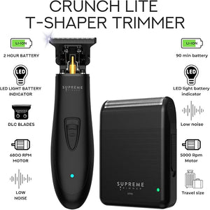 Supreme Trimmer 2-in-1 Solo Lite Foil Shaver &amp DLC T-Shaper Trimmer Set | ST5206 Beard Trimmer STF91 Electric Mini Razor | Travel or at Home Hair Cutting Kit | Black