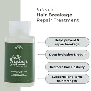 Agua de Cielo Anti Breakage Liquid Mask - Severe Hair Breakage Repair Treatment, Deep Hydration &amp; Hair Repair, Restore Elasticity, Infused with Collagen, Rice Protein, Jojoba Oil &amp; Castor Oil