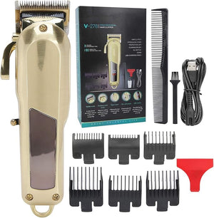 Men's Hair Clipper Professional Salon Hair Trimmer Full Metal Cordless Haircut Tool Set Machine for Stylists and Barbers, with 6 Combs, Rechargeable 2000 mAh Lithium Battery