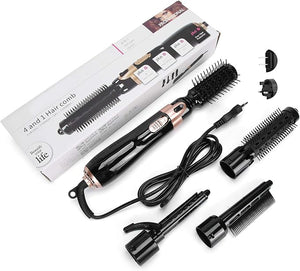 Pongnas Curling Iron Brush 4in1 Automatic Hair Curler Multifunction 2 Temperature Ceramic Heating Hair Curler Hot Brush Curling Wands