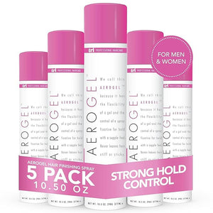 TRI Design Aerogel Hairspray - Strong Hold Hair Finishing Spray for Volumizing &amp Control Flexible Styling for All Hair Types Non-Sticky and Scented - For Women and Men - Pack of 5 (10.5 Oz)