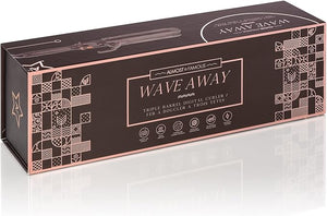 Almost Famous Wave Away Triple Barrel Clip Curling System, 3 Barrel Curling, Crimper with LCD Temp Display, Professional Beauty Tool, Temperature Adjustable (Charcoal Black)