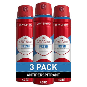 Old Spice Dry Spray Antiperspirant Deodorant for Men High Endurance 24/7 Sweat Defense &amp Odor Protection 24/7 Freshness &amp Lasting Scent Fresh Scent 4.3 oz (Pack of 3)