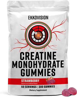 Ekkovision Creatine Monohydrate Gummies for Men and Women Orange Citrus Flavor Sugar Free Creatine Gummies for Pre Workout Muscle Strength and Recovery Vegan &amp Travel Friendly 300 Ct 60 Serv