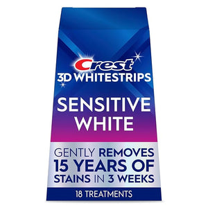 Crest 3D Whitestrips Sensitive At-Home Teeth Whitening Kit, 18 Treatments, Gently Removes 15 Years of Stains, Crest Whitestrips, Teeth Whitening Kit