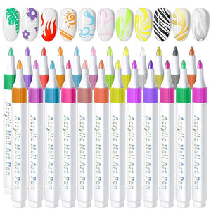 24 Colors Nail Art Markers Set: 0.7MM Quick Dry 3D Nail Polish Pens for Nail Art Design, Acrylic Paint Markers Liner Brush Dotting Tool Nail Art Pens for Painting Nails DIY Manicure (Set 1)