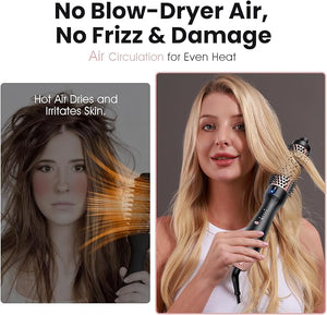 zavarea Thermal Brush 1.5 Inch Heated Round Curling Brush 800M Negative Ions Ceramic Stylers for Less Frizz 4 Temp Set Dual Voltage for Travel Easy Use Boosts Shine
