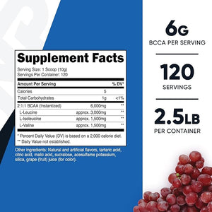 Nutricost BCAA Powder (Grape, 120 Servings) - Gluten Free, Non-GMO, Vegetarian, Optimal 2:1:1 Ratio