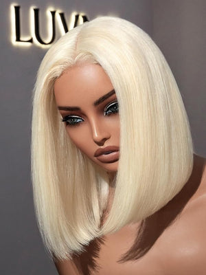 LUVME HAIR Bob Wig 100% Human Hair Wigs Glueless 2X6 Lace 200% Density 10 Inches 613 Bob Pre Cut Plucked Hd Lace Short Wig Ready To Go Straight Bleached Knots Middle Part