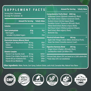 Detox Cleanse Gummies - Liver Gut Kidney Cleanse Detox &amp Repair Rapid &amp Effective Full Body Cleanse Best for Women and Men with Milk Thistle - Natural Plant-Based Detox Supplement 60 Gummi