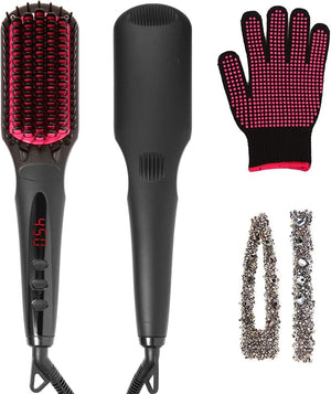 Enhanced Negative ion Hair Straightener Brush Anti-Scald hot Hair Styling Tools &amp appliances Comb for Natural Thick Hair Women Portable Electric Ceramic Heated Hair straightening Brush Products