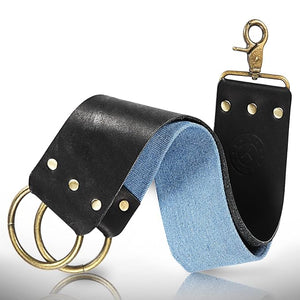 Naked Armor Straight Razor Leather Strop - 2.5 x 15 Cow Leather Razor Blade Sharpener with Brass Hooks Black