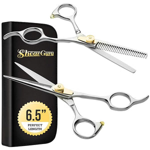 Professional Barber Kit/Salon Haircut Scissors Cutting Set - 6.5-Straight Edge Razor Sharp Barber Scissors + Texturizing Thinning Shears Styling Hair for Women Men
