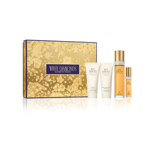 Elizabeth Taylor White Diamonds Eau de Toilette Set for Women Moisturizing Body Shower Gel Body Cream Floral Scent Spray Spray Women's Fragrance Based on Invigorating Notes