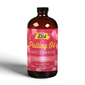 THE DIRT Oil Pulling Mouthwash - Gluten Free - Removes Plaque Tartar Bad Breath &amp Whitens Teeth (Bubblegum 8 Ounce)
