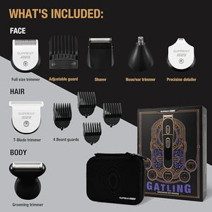 SUPRENT Beard Trimmer for Men - 16 Pieces Mens Grooming Kit with Electric Beard Trimmer Adjustable Hair Trimmer Hair Clippers Razors for Beard Hair Body Groin Nose &amp Ear Waterproof IPX7