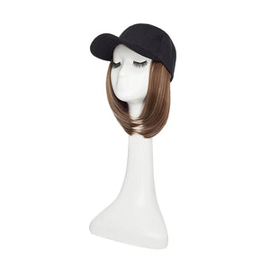 TESS Hat Wigs for Women Baseball Cap with Hair Attached Short Straight Synthetic Hair 6
