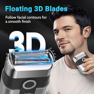 Electric Foil Shavers for Men: Mini Electric Razor Foil Shaver for Face IPX7 Waterproof Wet Dry Cordless Razor with 3 Floating Blades LED Display for Travel &amp Home USB Type C