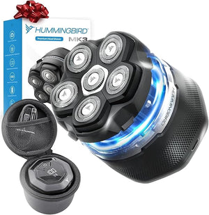 HUMMINGBIRD MK3 Head Shaver for Bald Men - Wet/Dry Electric Rotary Razor Waterproof Cordless USB-C Rechargeable Skull Shaver with Case