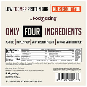 Fodmazing Fodmap Bars Low Fodmap Protein Bar Made with Four Simple Ingredients Gut Friendly IBS Friendly Snacks Amazing Taste Fodmap Approved (12 Bars Nuts About You)
