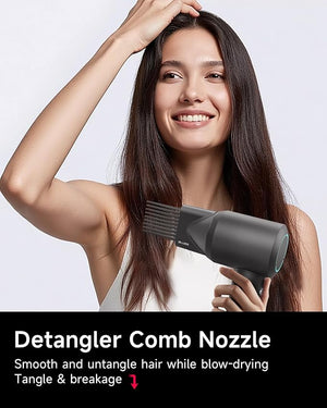 Hair Dryer with Comb &amp Diffuser Attachment for Curly Hair PLUZZ 200M Negative Ionic Blow Dryer Brush High-Speed Brushless Motor Hairdryer Fast Portable Travel Hair Dryers Quiet Women/Men/Kids
