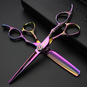 6/7/8 inch Cutting Thinning Styling Tool Rainbow Hair Scissors Professional Hairdresser Hairdresser Scissors Set (6-inch 2pc)