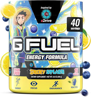 G Fuel aDrive Energy Drink Powder Pre Workout Caffeine Mix for Gaming Sugar Free Focus Amino Vitamin + Antioxidants 9.9oz (Blueberry &amp Lemonade 40 Servings)