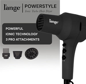 L'ANGE HAIR PowerStyle Ionic Turbo Hair Dryer | 1875W Fast Drying &amp Precision Styling for Long-Lasting Frizz-Free Looks | Advanced Ionic Technology Smooths &amp Shines Hair (Black)