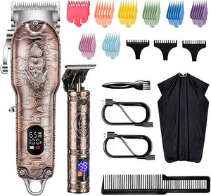 Roziapro Hair Clippers for Men T-Blade Trimmer Professional Barber Clippers - Cordless Hair Cutting Beard Trimmer Mens Electric Hair Trimmer Rechargeable Gold Knight Grooming Kit £¨Rose Gold£©