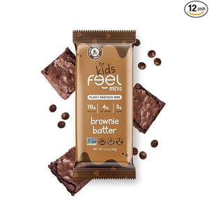 Feel Bar Minis ? Kids Protein Bars | Brownie Batter ? 12 Pack | 10g Plant Protein | 100 Calories | No Added Sugar | + Daily Veggies | Gluten Free No Nuts No Soy No Dairy No Grains