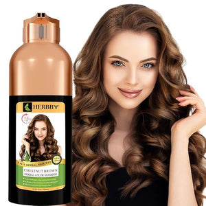 HERBBY Gray Hair Coverage Shampoo &amp Conditioner - Color Transform with 9 Herbal Extracts Long-Lasting (6-8 Weeks) Shiny Even Coloring Instant Hair Dye 500 ml (CHESTNUT BROWN)