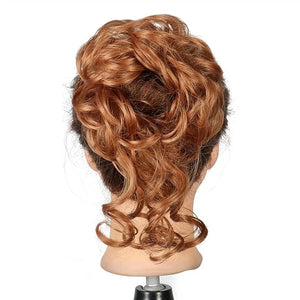 FRANCES Fake Hair Bun Synthetic Bun Donut Bun Ponytail Hair Extensions Messy Blonde Curls with Elastic Rubber Band Wig Hair Bun for Women Hair Accessories (Color : 30)