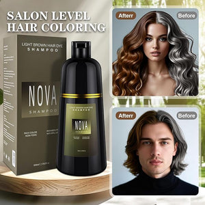 Hair Dye Shampoo &amp Champu Para Canas - Natural 3-in-1 Instant Gray Coverage for Men &amp Women (Light brown-500ML)