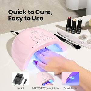 Beetles UV Nail Lamp - LED Nail Lamp with 3 Timer 30/60/120s UV Light for Gel Nails Smart Sensor Nails Dryer for Fast Curing Gel Polish Top Coat and Base Coat DIY Salon Manicure Art Tools Pink