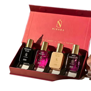 NI.SARA Luxury Perfume Set for WOMEN 4 Long Lasting Fragrances (15ml Each) | Travel Size Gift Box Perfect for Self Gifting Birthday Christmas Valentine