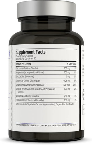 LES Labs Lyte Fuel ? Electrolyte Replacement Endurance Performance Muscle Cramping &amp Keto Support ? Magnesium Zinc Potassium &amp Chromium ? Non-GMO Supplement ? 100 Capsules