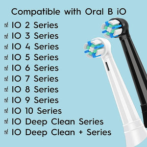8 Count IO Replacement Heads Compatible with Oral B IO 2/3/4/5/6/7/8/9/10 Series Electric Toothbrushes, Medium Softness Brush Heads Compatible with Oral B iO for Teeth and Gums Care (Black White)
