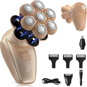 3-in-1 Electric Razor for Women¡¯s Legs &amp Bald Head IPX7 Waterproof Wet/Dry Grooming Kit with 7D Magnetic Blade 120-Min Type-C Rechargeable Razor Ideal Holiday Gift Mocha