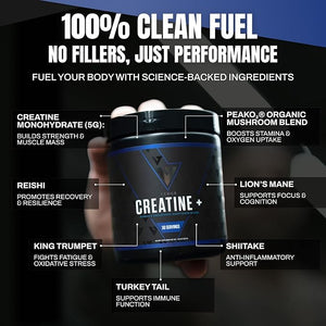 vedge Nutrition Creatine + | Vegan Plant-Based Creatine Monohydrate Powder | Energy, Performance &amp; Function | Ergogenic Aids for Athletes | Unflavored, 30 Servings