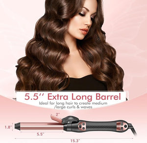 Automatic Rotating Curling Iron 1-Inch - Self-Curl for Beach Waves &amp Thick Hair Adjustable Temp 250¡ÆF-430¡ÆF + Dual Voltage Travel Iron - Salon Results for Beginners (Rose Gold)
