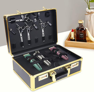 Professional Barber Case Barber Carrying Case Portable Travel Stylist Tool Box with Lock Professional Salon Hair Cutting Grooming Kit Storage Organizer for Clippers Scissors Barber Supplies