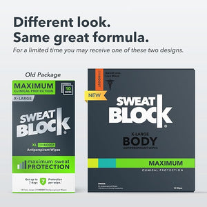 SweatBlock Clinical Strength XL Antiperspirant Body Wipes for Men &amp; Women | Hyperhidrosis Sweat Protection for Hands Feet Underarms &amp; Body | Unscented 10 Pack | Convenient Wipe Format for Targ