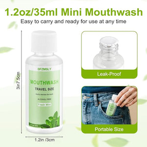 50 Pc Travel Size Mouthwash 1.2oz/35ml Mini Mouthwash Alcohol-Free Portable Oral Rinse for Travel Hotels On-The-Go (Mint)