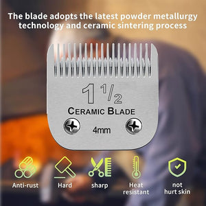 2 Packs Professional Detachable Replacement Ceramic Blades Size 1-1/2,Cut Length 5/32-Inch 4mm,compatible with Andis AGC,BDC,BGC,MBG Series/oster Classic 76/Star-Teq/Power-Teq/A5 Clipper