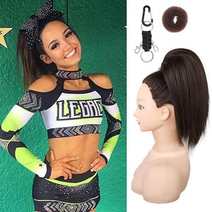 SEIKEA Cheer Ponytail Hair Piece 10 Straight Tangle-Resistant Smooth Natural Brown Cheerleader Hairpiece Ponytail Extension for Cheer Competition Dance Performance Dark Brown