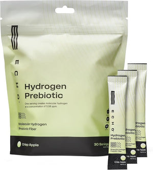 Echo Hydrogen Prebiotic Drink Mix - Digestive Health Supplement Packets - On-The-Go Portable Hydration Mix for Instant Hydrogen Water - Wellness &amp; Energy Support Drink - Crisp Apple - 30 Count