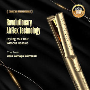 Hair Straightener and Curler 2 in 1 by BeKind Flex 360¡Æ Hair Styler Flat Iron for All Styles Floating Plates Design Airflex Lower Temp for Better Styling Gift for Girls and Women - Golden