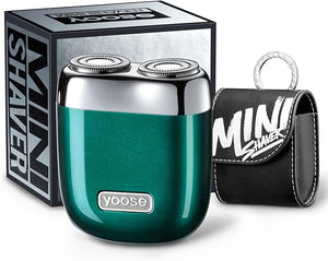 yoose Alloy Mini Shaver Portable Electric Razor for Men IPX7 Waterproof Dry Shave USB-C Rechargeable Easy to Clean Magnetic Detachable Head Cordless Electric Shaver 60 Mins Runtime Green