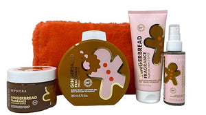 SEPHORA COLLECTION Gingerbread Set - Bubble Shower Gel Moisturizing body Lotion Scented Body Mist Exfoliating Body Granita Full Size.