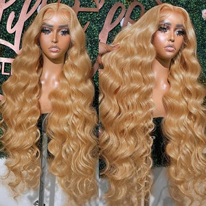 UMEGOOD 200% Density Honey Blonde Wig Human Hair 13x6 HD Transparent Lace Front Wigs Human Hair Pre-Plucked 13x6 Blonde Body Wave Glueless Light Brown Lace Front Wigs Human Hair
